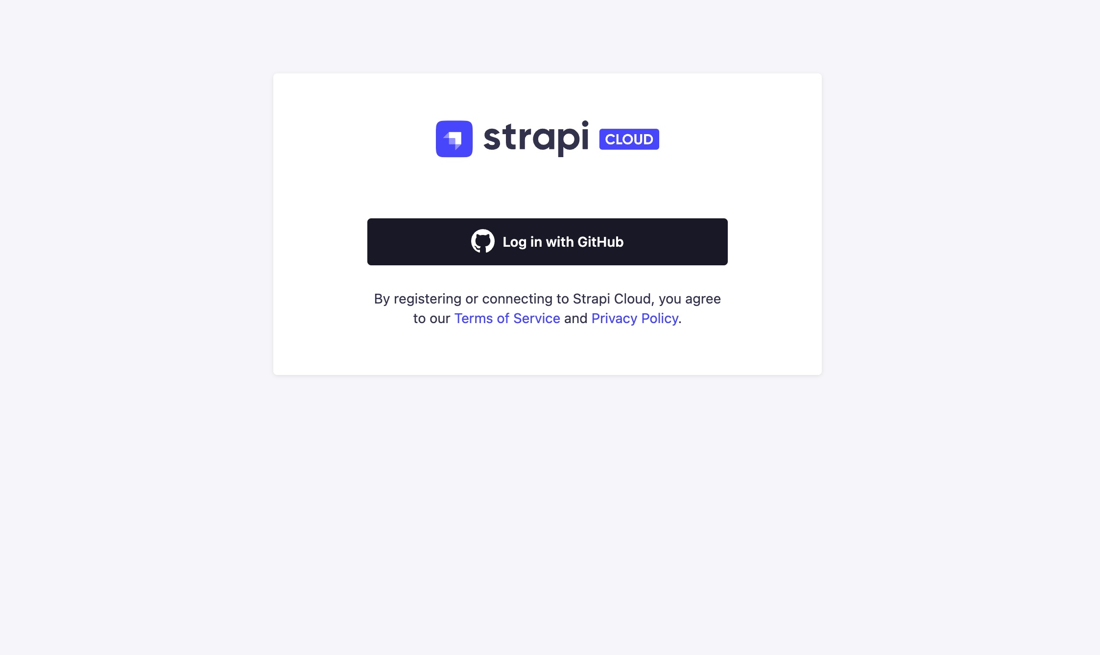 Strapi Cloud login page